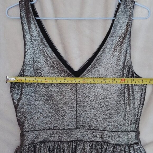 EVENING- One Clothing- Warm Silver-Metallic Skater Pleated Party Dress- Small - Picture 12 of 16